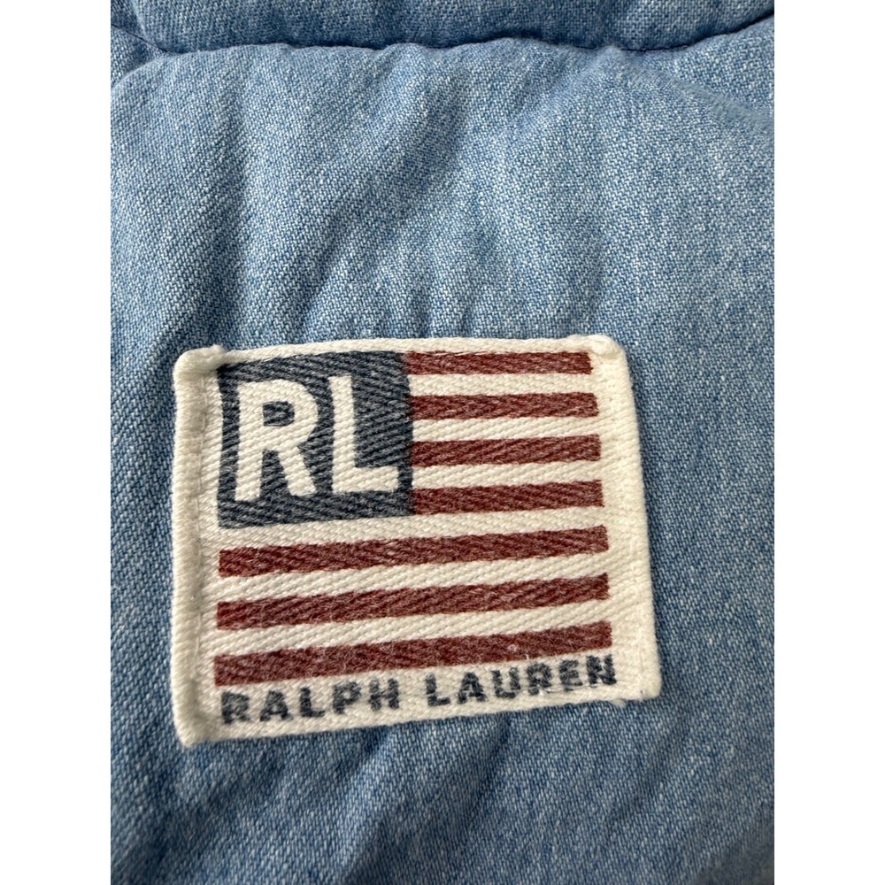 Ralph Lauren Denim Comforter Twin Light Wash Blue Cotton Flag Logo HTPRLTRLB0008